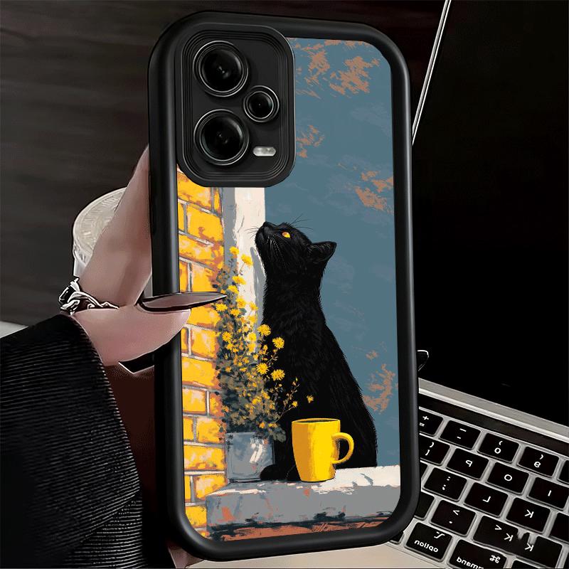 Чехол для телефона Xiaomi Redmi Note 15 14 13 Pro Plus Черная кошка Эстетичный узор Оболочка 12S 11 11S 11T 5G 14S Мягкий силикон Funda