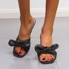 Милые тапочки, женские шлепанцы, повседневные прозрачные странные туфли на высоком каблуке, женские летние тапочки с узлом-бабочкой, большие размеры