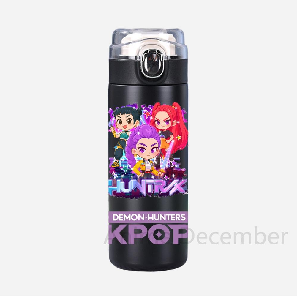 Аниме K-Pop Охотники на демонов Принтованная чашка-термос Портативная из нержавеющей стали 400 мл Бутылка для воды Герметичная Чашка для воды для кемпинга Подарки