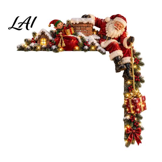 Festive Cartoon Character Decor 2D Wooden Santa Door Topper Christmas Corner Decoration Frame Topper for Holiday Home Entryway Interior Decorative