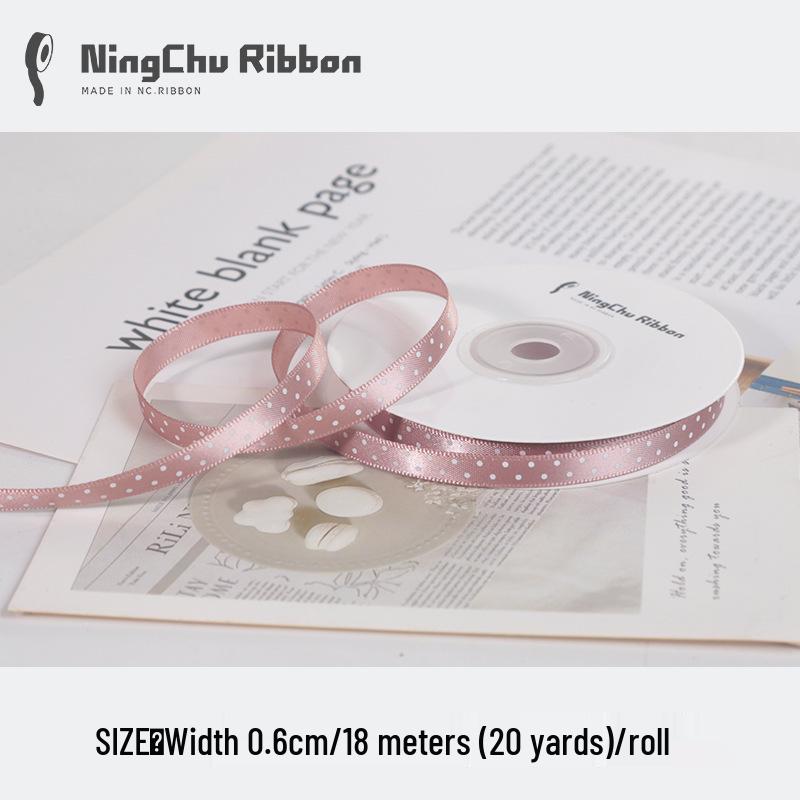 0,6 см атласная лента в горошек для упаковки подарков и DIY-поделок с дизайном цветочного букета
