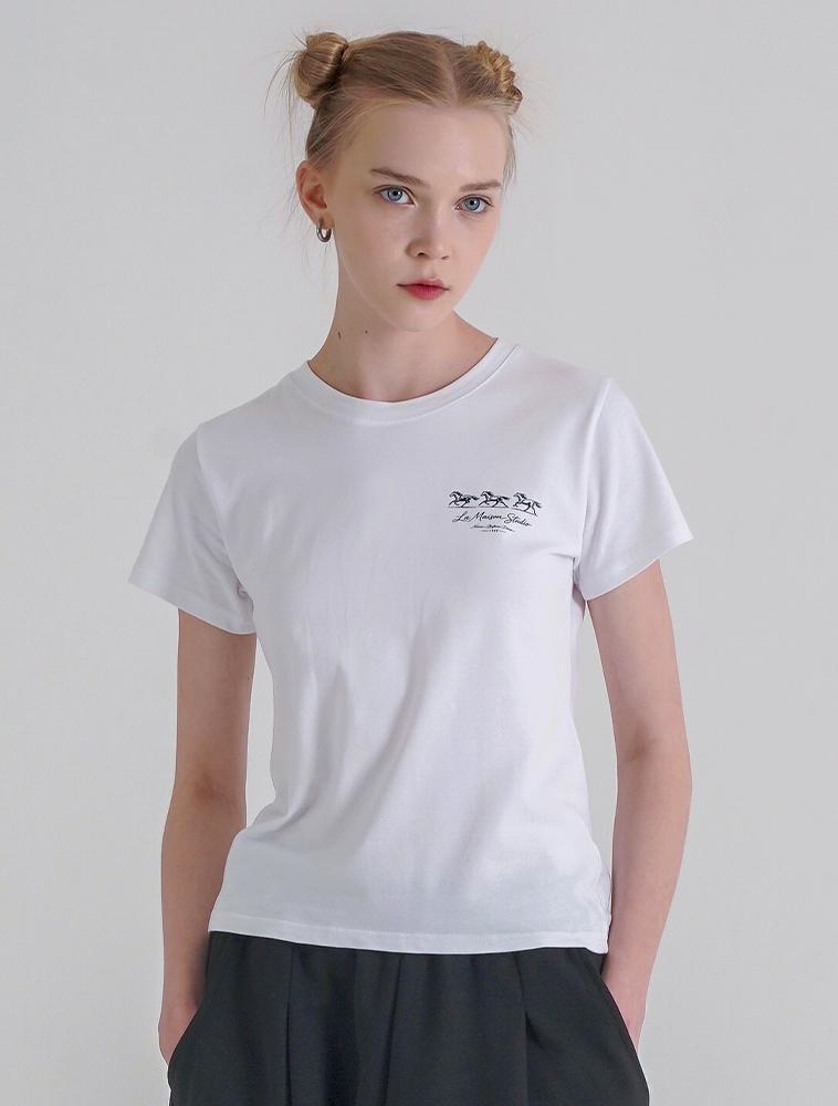 LA MAISON STUDIO Белая/Черная футболка Mustang Slim Fit с коротким рукавом (Fcg2Ts770W)