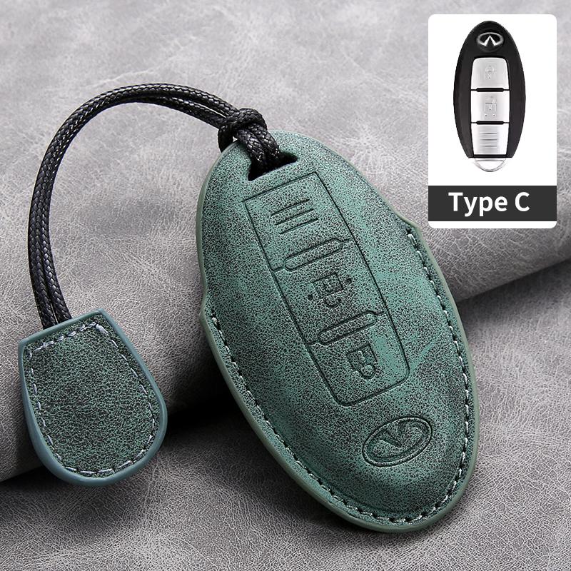 Leather Car Key Cover Case for Infiniti Q50L QX50 QX60 QX55 Q70 Q70L Q30 QX30 QX70 ESQ XQ80 XQ60 Q60S Car Key Rope Keyring
