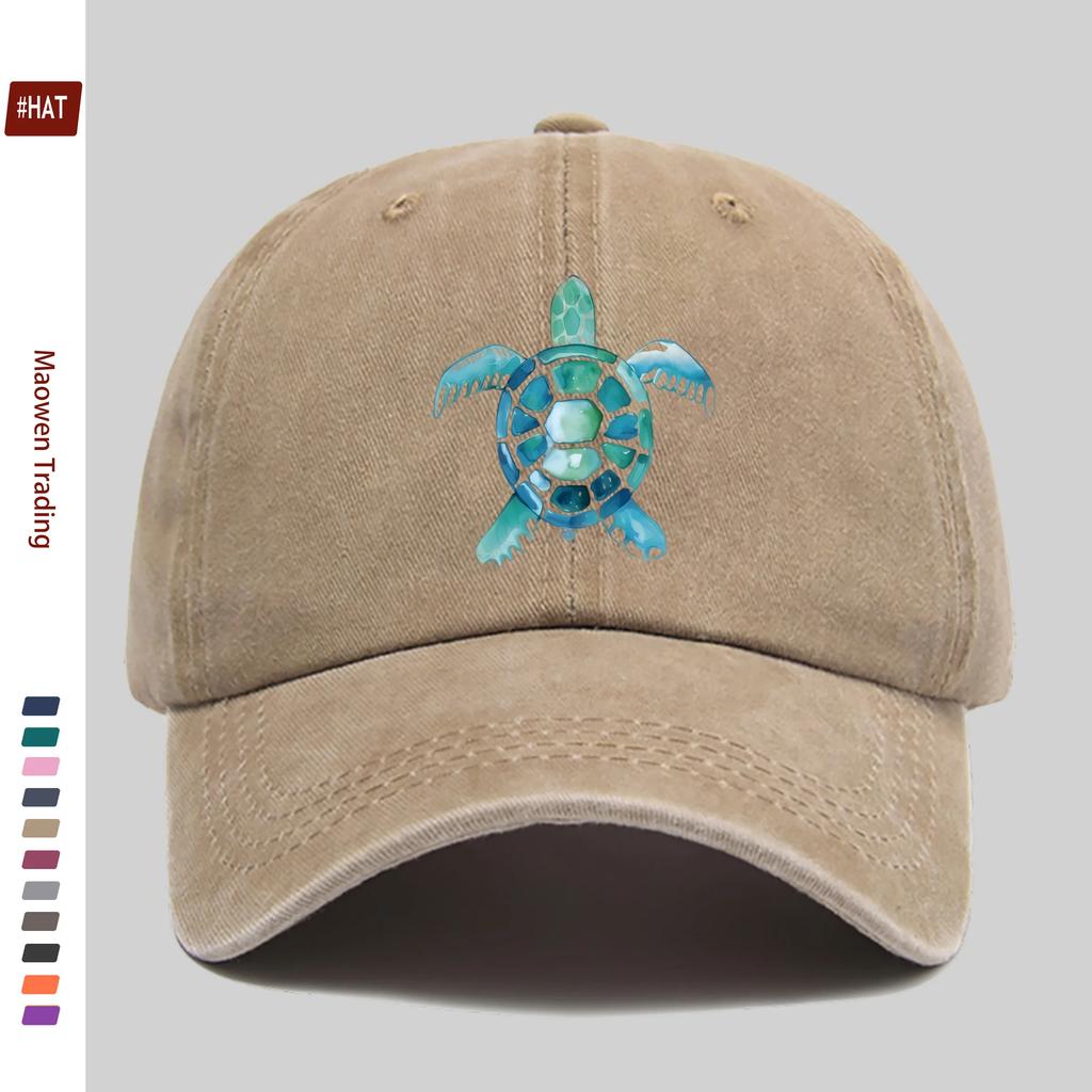 pc Teal Green Sea Turtle Pattern Printed Baseball Cap Sun Hat Suitable for Spring Summer and Autumn Travel Comfortable and