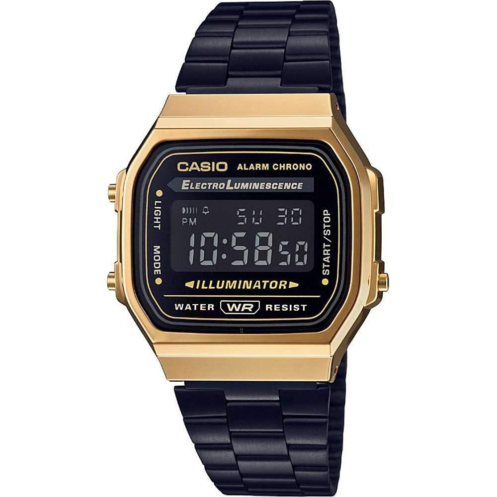 Casio Цифровые часы Standard A168WEGB-1B Мужские/Женские Черный × Золотой Черный Инвертированный ЖК-дисплей Зарубежная модель