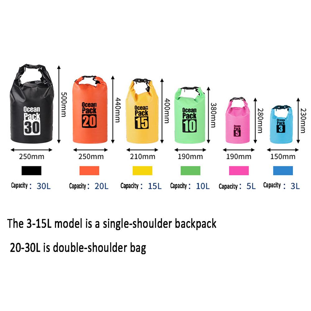 500D Водонепроницаемая сумка для плавания Dry Sack 5/10/15/20/30 л Водонепроницаемые плавучие сумки для сухих вещей Для катания на лодке, рыбалки, рафтинга, плавания