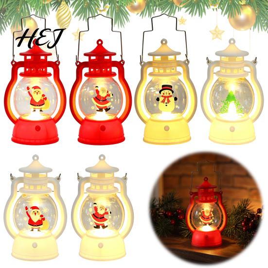 Holiday Gift for Children Christmas Lantern Night Light, Retro Santa/Snowman/Tree Handheld Oil Lamp with Creative Home Decor Warm LED, Cute