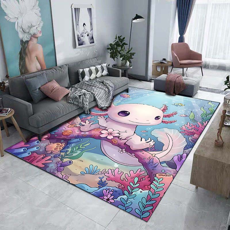 1PC Cute underwater creature Print Carpet Rug for Living Room Bedroom Sofa Doormat Home Decor Non-slip Floor Mat