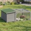 Rabbit Hutch Rabbit Cage Wood Rabbit Cage with Hinged Bitumen Roof, Run Enclosure, Doors 125,5x100x49 cm Grey