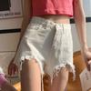 Broken Hole Denim Shorts Tide Women's Summer High-waisted Loose Thin Wide-legged Raw Edge Shorts