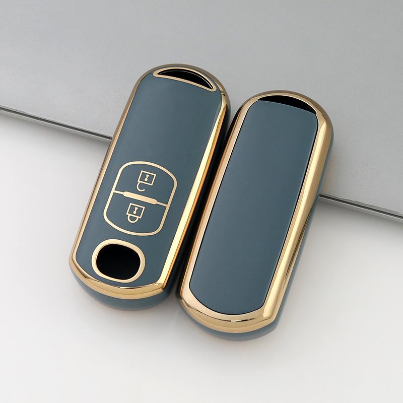 Чехол для ключа с золотой оправой для 2-кнопочных/3-кнопочных моделей Mazda CX-30, Atez, CX-4, CX-5, CX-8