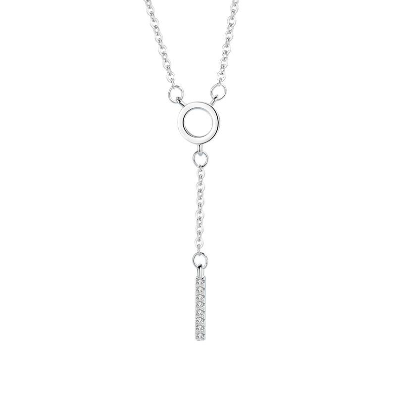 OAHLAN Women's S925 Sterling Silver Circle Necklace with OT Clasp and Diamond-Embedded Long Sweater Chain Fashion Jewelry