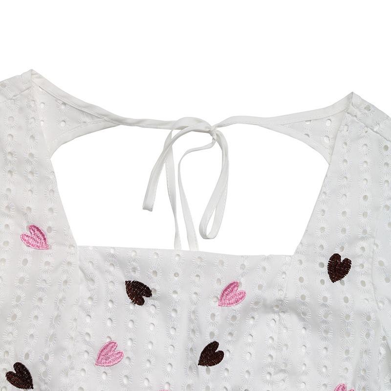 Женская летняя повседневная модная рубашка с пышными рукавами и квадратным воротником Love Square