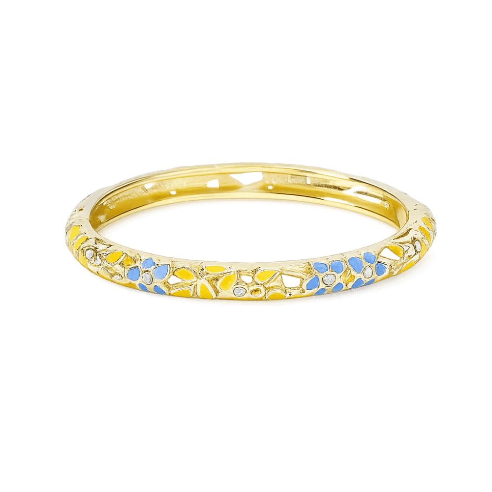 Traditional Flower Crystal Bangle Colorful Women's Hand Bracelet Vintage Cloisonne Bangle  Ladies