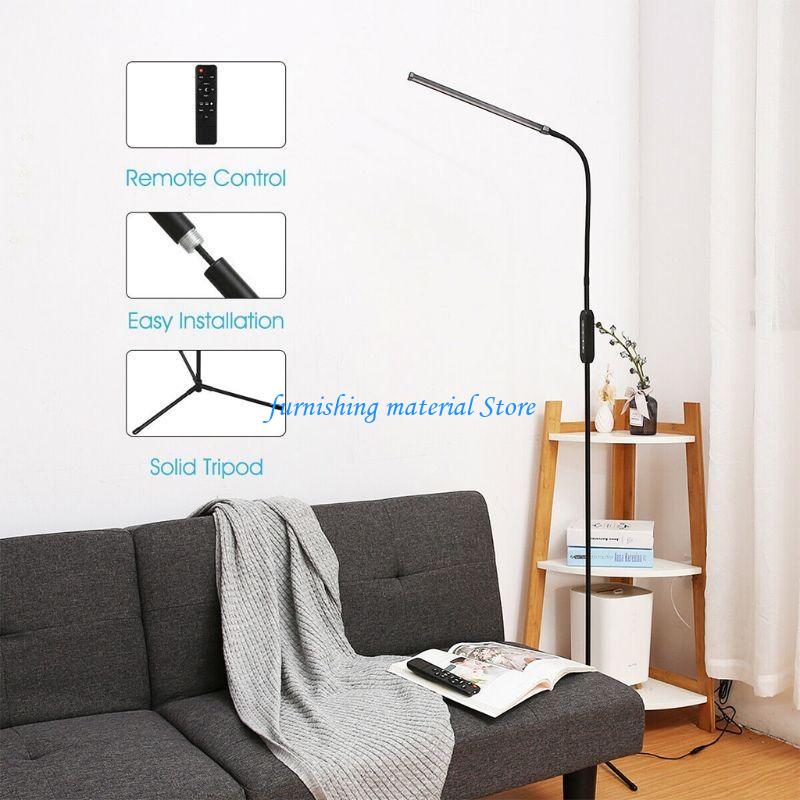 Y5GD Remote Control Dimmable Standing Light US Plug LED Floor Lamp 12W Flexible Gooseneck for Touch Dimming for Study Living