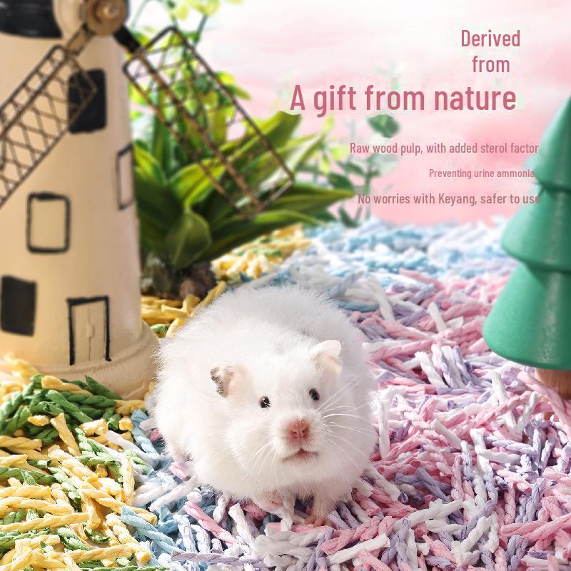 Бумажные гранулы Bukaxing Rainbow: Дезодорирующий наполнитель для хомяков и хлопковые опилки - 1 кг