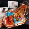Geometric Color Matching Simulation Silk 70 Small Square Scarf Printed Silk Scarf Women'S Thin Scarf Sunscreen Headscarf