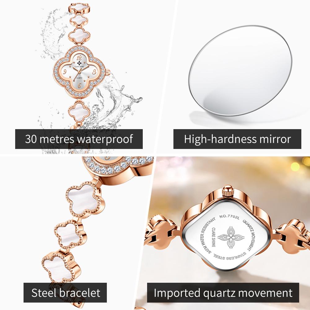 CLARE SHINE 7702 Lucky series Xiaomeiman four-leaf clover quartz women's watch with inlaid movement
