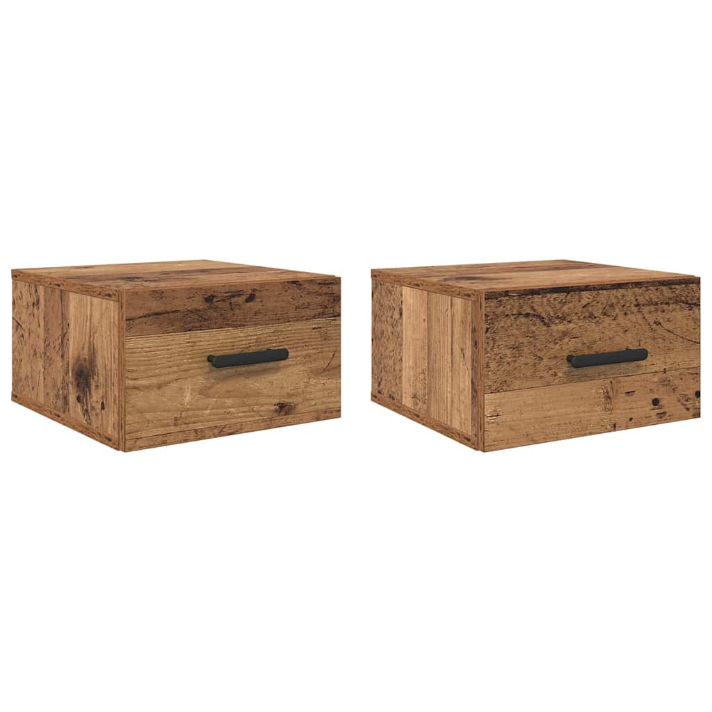 Nightstand Set of 2 Reclaimed Wood Look 35 x 35 x 20 cm Engineered Wood