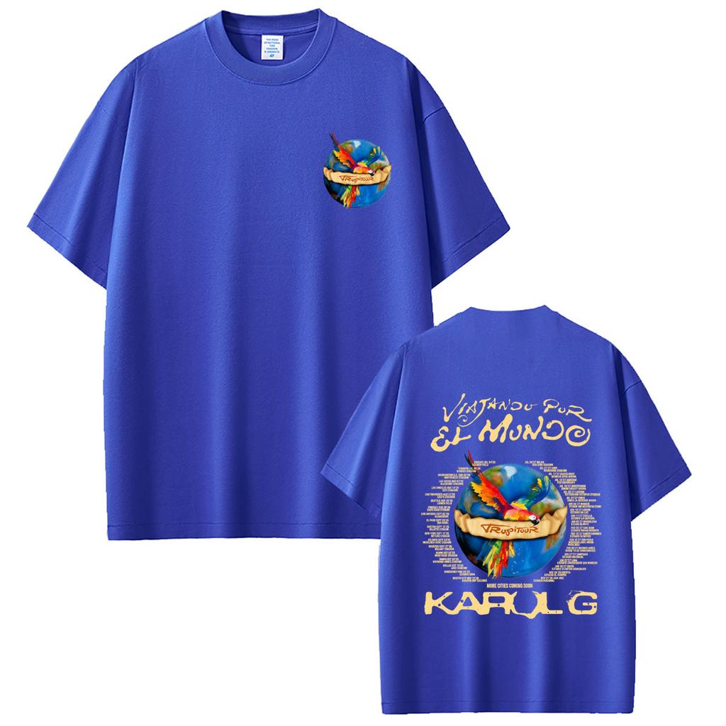 Hot Sale Karol G Viajando Por El Mundo Tropitour 2026 Tshirt Unisex Women Fashion Aesthetic Streetwear Unsiex Soft Cotton Tshirt