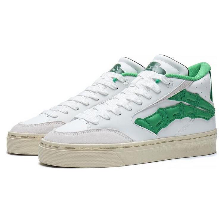 Li Ning Wave 180 Износостойкие Дышащие Низкие Кеды для Скейтборда Мужские Бело-Зеленые AECT019-3