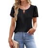 A New Summer Fashion V-neck Lace Lace Short-sleeved Chiffon Shirt for Women