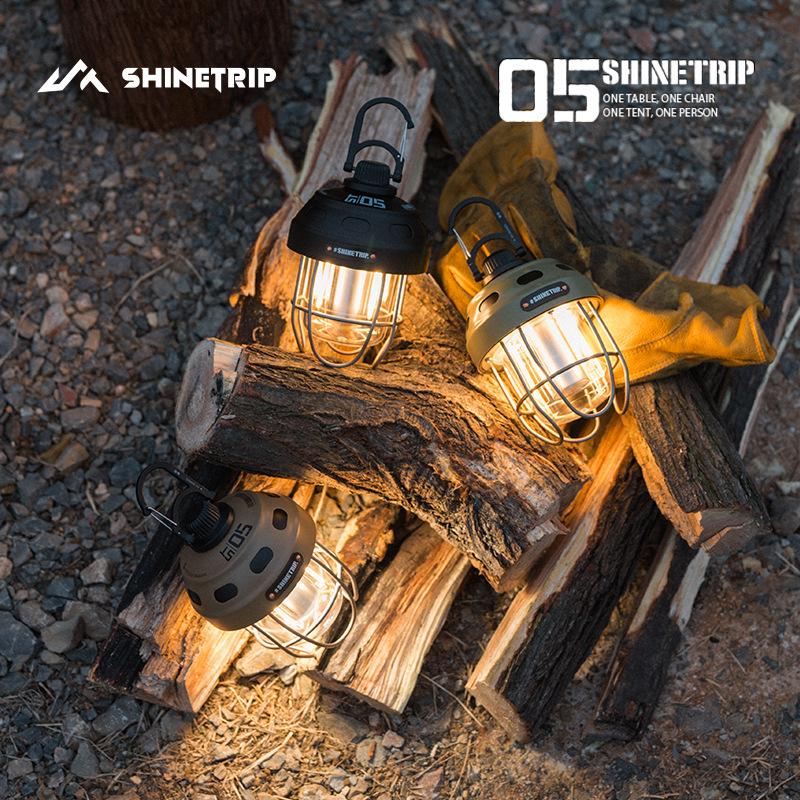 ShineTrip Outdoor Camping Lantern USB Rechargeable 3 Color Adjustable Retro LED Tent Light Portable Handheld Lamp