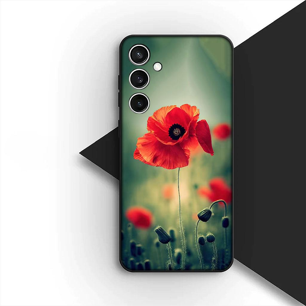 Чехол Красный P-Poppys Цветок Цветение Элегантный Чехол для Телефона для Xiaomi Poco C75 C65 C71 C85 X7 X6 M7 F7 F8 Ultra F6 Pro Корпус