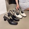 Fashion 2025 NEW Large Size Women's Sandals Open Toe Backless Square Head Fashionable High Heels Rubber Outsole Summer