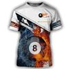 Summer Men's T-shirt Billiards No.8 Black Ball 3d Print High-quality Men's Top Holiday Casual Clothing Daily Street Short Sleeve