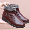 Cosy Faux Fur Hem Ankle Boots Mother Winter Shoes for Women Buckle Deco Leather Short Boot Ladies Black Flat Booties Warm Plush