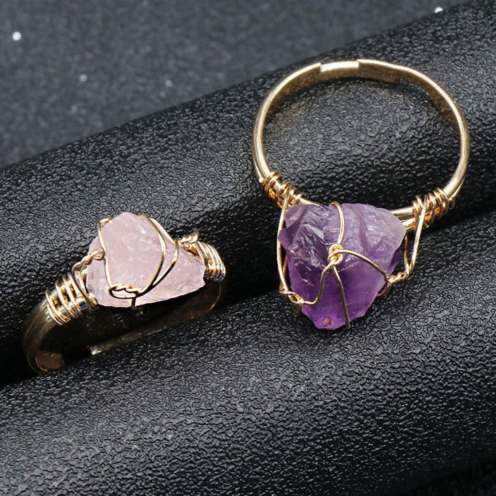 Women Ring Natural Stone Crystal Winding Adjustable Ring Charms For Elegant Women Love Romantic Birthday Gift