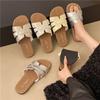 2025 Summer Thick New Heel Slippers Women's New Square Head Low Heel Word European and American Casual Fashion Cool Slippers Women's Shoes