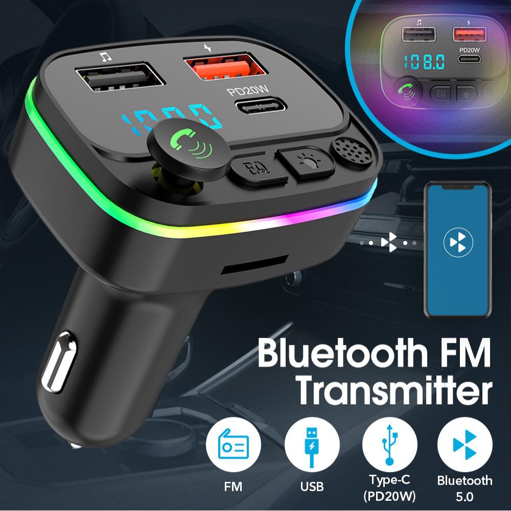 Car Bluetooth-compatible Fm Transmitter Mp3 Player Handsfree Kit Dual Usb Adapter Pd20w Fast Charger B2 Led Backlight