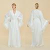 Женский длинный халат с отделкой из перьев, роскошный халат, День святого Валентина, мягкая одежда для дома, для сна, для дома