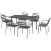 Garden Furniture Set Outdoor Dining Room 7 Pieces With 1 Table And 6 Stackable Chairs In Dark Gray Steel