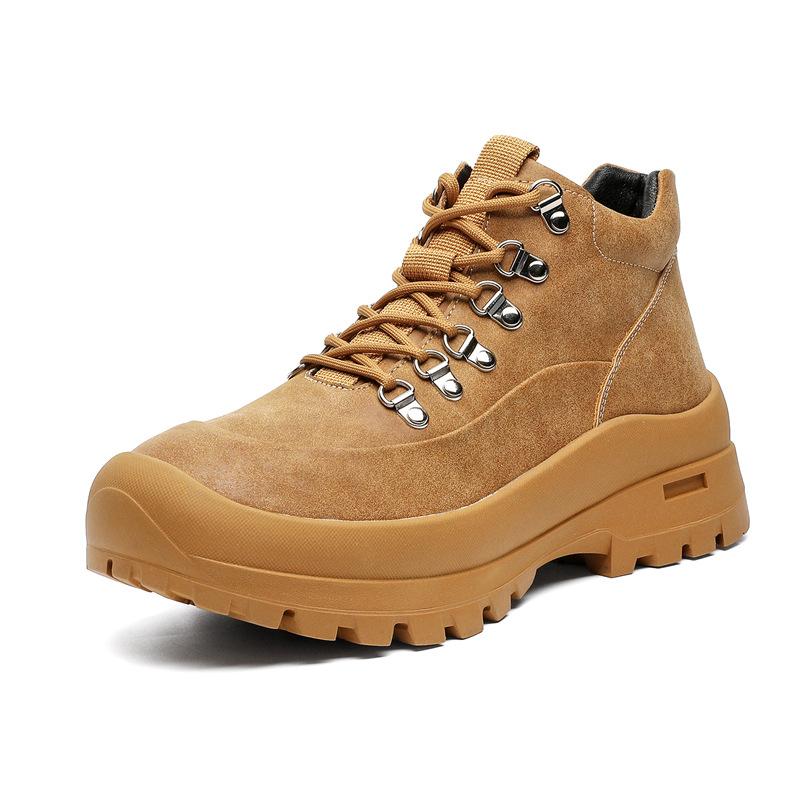 Модные мужские повседневные ботинки из коровьей замши, кожаные ботинки, ковбойские рабочие ботинки, сценические, для ночного клуба, весна-осень, платформа, ботильоны