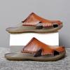 Модные Уличные Удобные Мужские Тапочки Кожа из Микрофибры Летние Балетки Дышащая Повседневная Обувь Слипоны Быстросохнущие Сандалии Пляжные Полушлепки