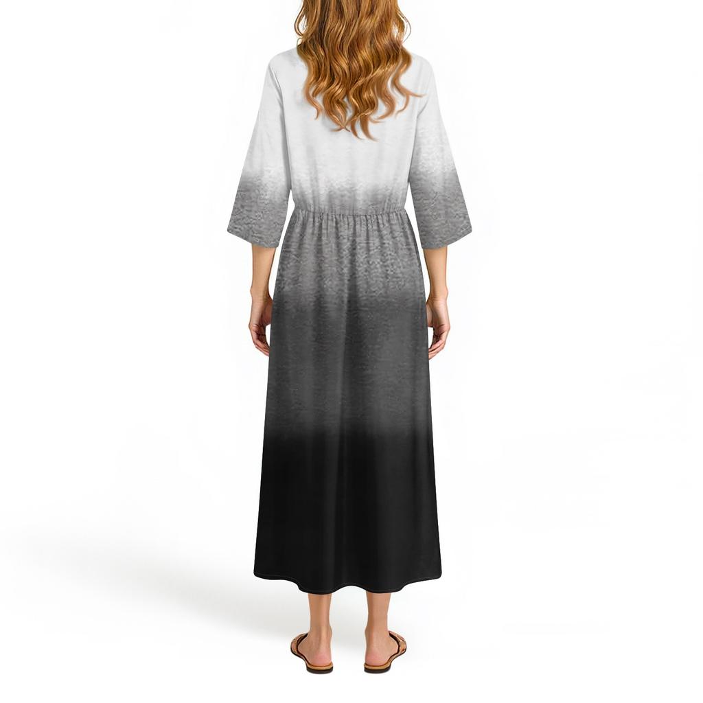 Женское модное платье свободного кроя с принтом, круглым вырезом и рукавом три четверти