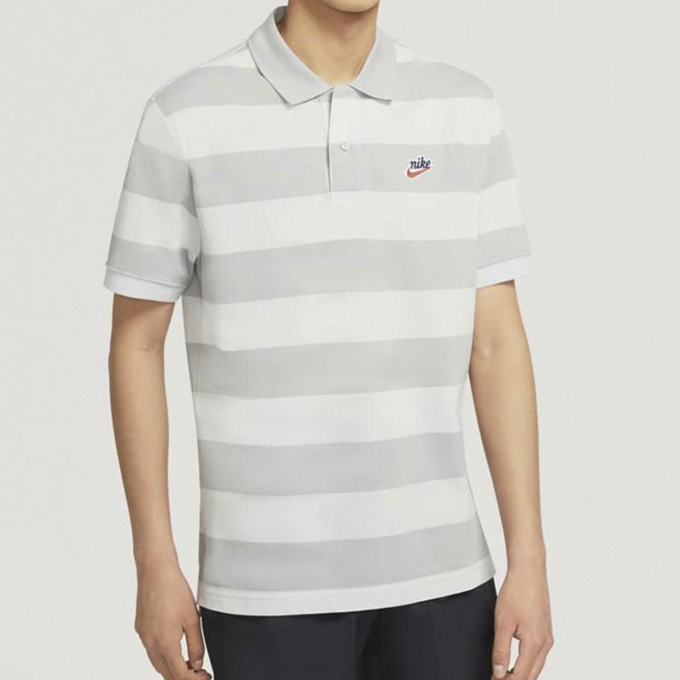 Nike Sportswear Heritage Stripe Colorblock Short Sleeve Polo Shirt Gray / Yellow Men's CU4433-028