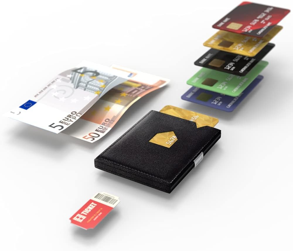 EXENTRI Wallet EXD106 Genuine Leather Wallet Mini Wallet RFID Blocking Compact Mini Wallet Cowhide Leather Small Wallet Men Women [EXENTRI] Tri-fold