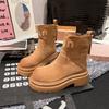 Платформа Ботинки Мартин Женская обувь Мех Письмо Сигаретные ботинки Ботинки Челси Маффин Локомотив Короткие ботинки Инструментальные Ревень Ботинки