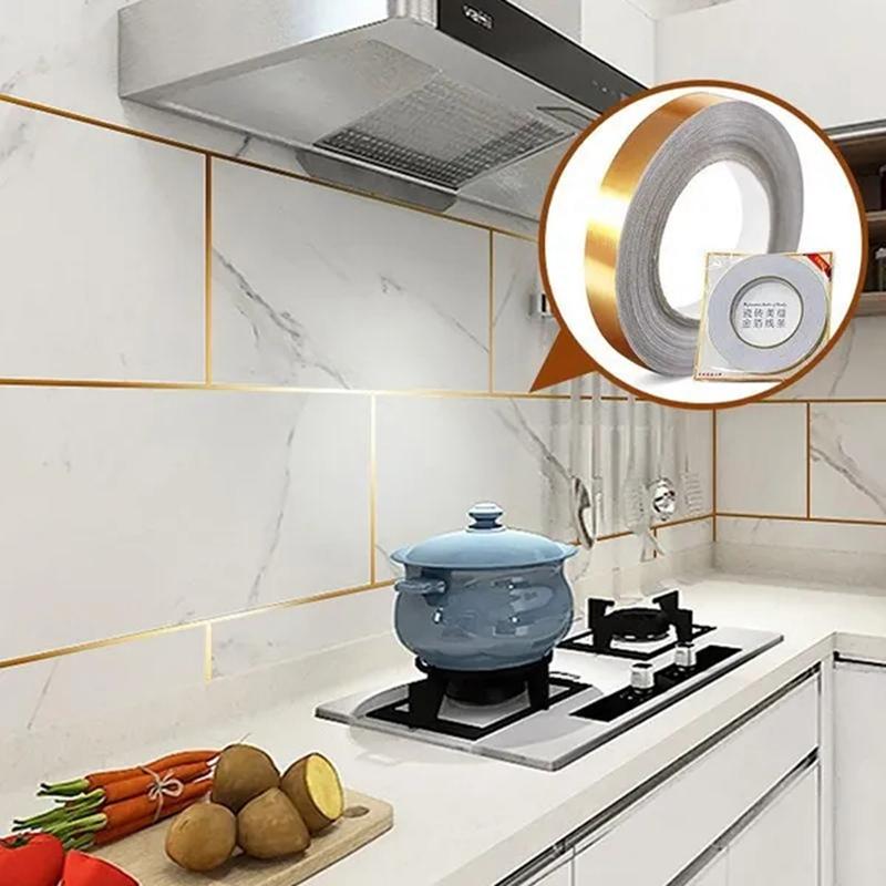 50 м/рулон, самоклеющиеся наклейки для напольной плитки, водостойкая уплотнительная лента для зазора в стене, полоска для напольной плитки, красивая наклейка на шов, украшение стены