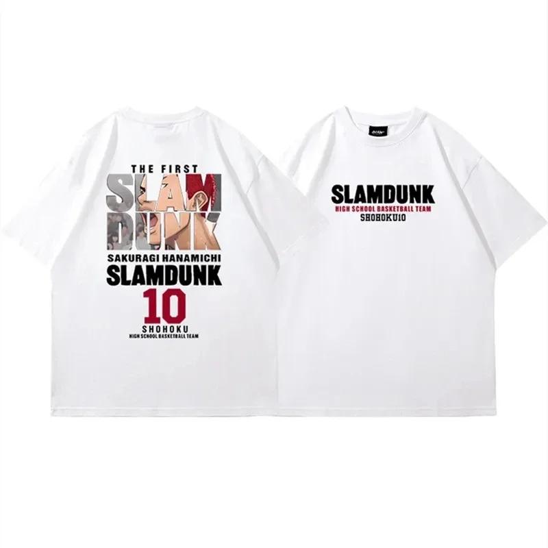 2025 Men Anime Slam Dunk Print T-Shirt Men Oversized Japanese Manganese Short Sleeve Fast Shipping Pure Cotton Oversized T Shirt