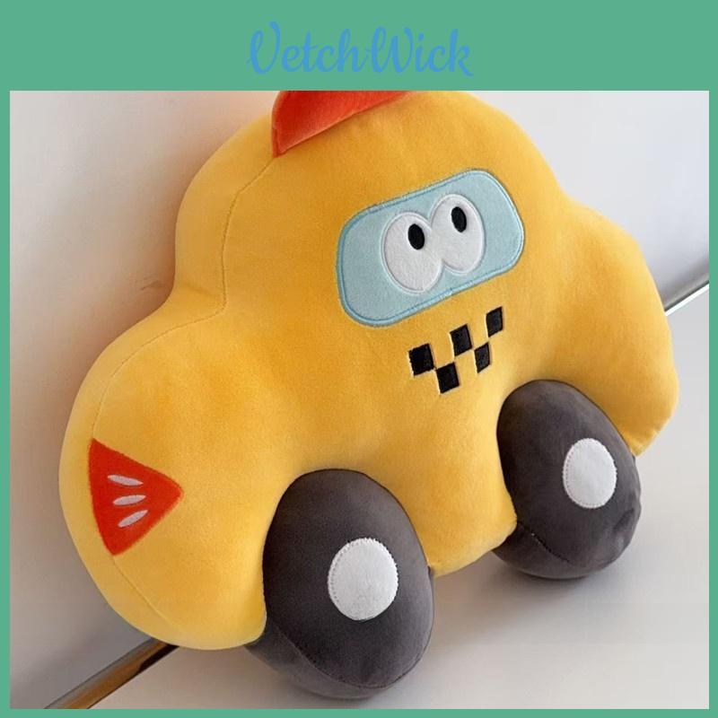Police Cars Taxis Pattern Cozy Cushion With Spliced Embroidery For Sofa And Bed Use