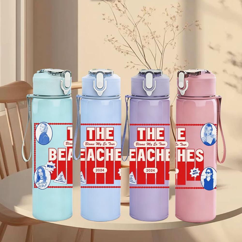 1PC The Beaches Band Retro Logo Print 750ml Portable Sports Water Bottle Leakproof Gym Outdoor Travel Drink Cup