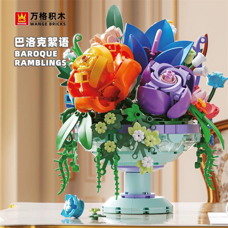 Plastic Blocks Simulation Flowers Building Bricks Eternal Plant Preserved Rose Artificial Bamboo Adult Toy Mom Gift Girl Present