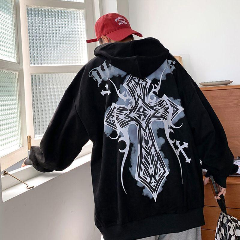 West Coast Choppers Cross Frame Graphics Hoodie Мужская мода Винтажная уличная одежда Мужские свободные толстовки Мужские флисовые толстовки
