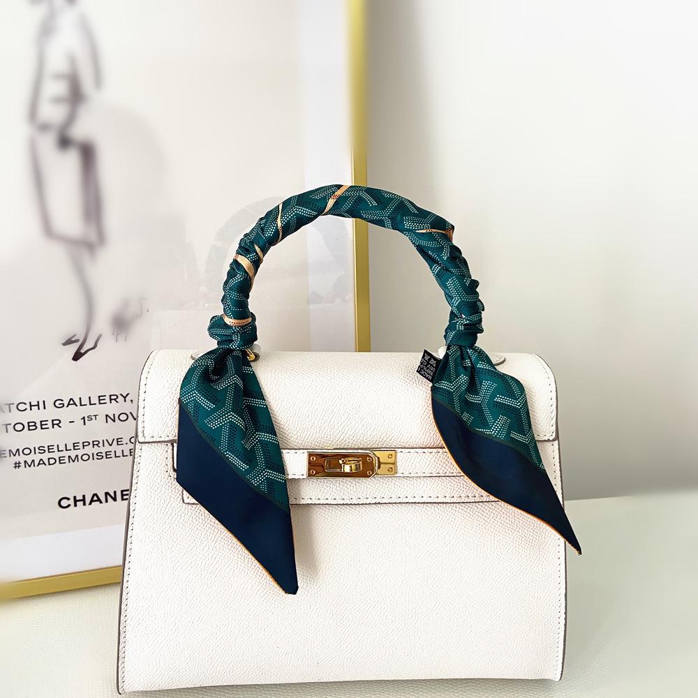 Геометрический корейский шарф с треугольными ромбами: Женская шелковая лента для сумок и резинок для волос