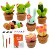 Beginner Crochet Kit Cactus Potted Plant Creative Crochet DIY Keychai Knitting Key Holder Crochet Dolls Material Pack